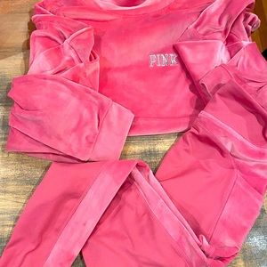 (Pre-Owned) PINK Victoria-Secret XL velour sweatsuit